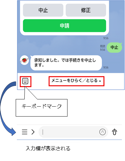 キーボードマークによる入力欄表示